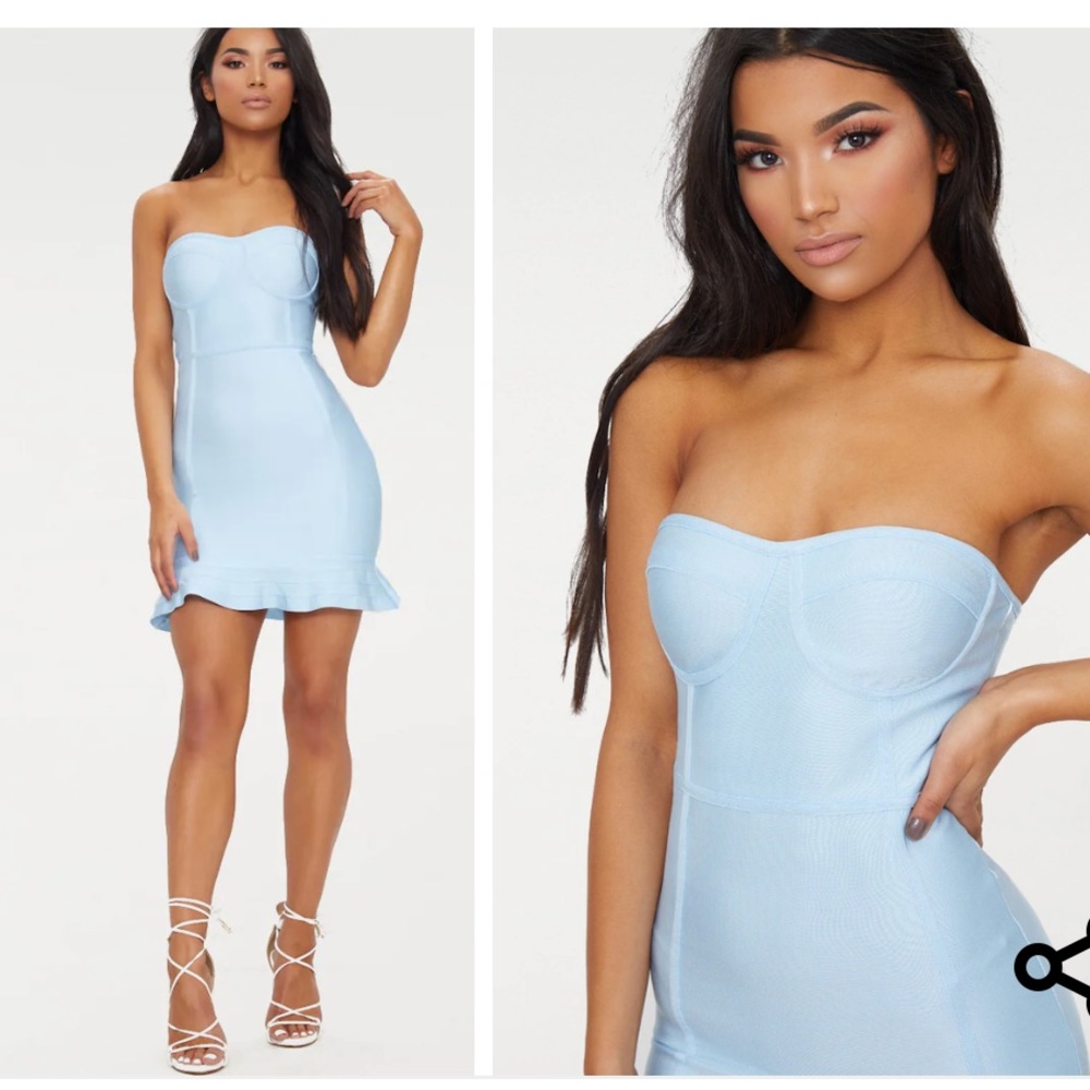 PRETTYLITTLETHING SIZE 4 bandage strapless bodycon dress never worn